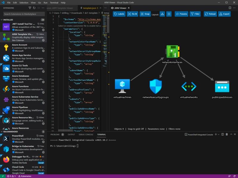Der ARM-Template Viewer in Aktion.