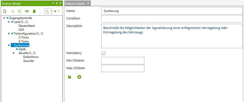 Bild 2: Implementierung des Feature-Modells im Testtool ContinoProva. (Bild: ITPower Solutions)