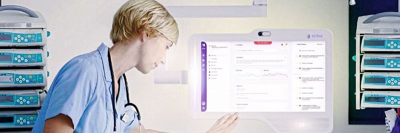 Künstliche Intelligenz: Auf der Intensivstation unterstützt Mona das Pflegepersonal und antwortet auf Sprache.(Bild:  Clinomic)