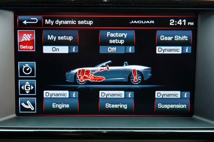 Der Fahrer kann im Dynamic-Modus selbst wählen, welche Parameter er verändern will: Er kann beispielsweise die Lenkung und das Gaspedal sportlicher verstellen, die Dämpfer aber gleichzeitig im Normalprogramm belassen. (Foto: Jaguar)