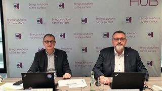 "The portfolios of the individual exhibitors will be supplemented by attractive special shows," reports Martin Göbel (right), Head of Trade Fairs at the VDW, in the Grinding Hub press conference for Switzerland. He held the press conference together with Dr. Wilfried Schäfer (left), Executive Director of the VDW. (Messe Stuttgart)