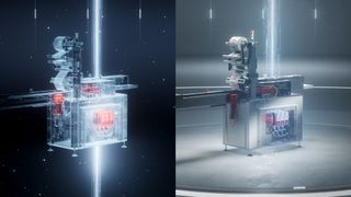Ein Digitaler Zwilling (links) ermöglicht es, die SPS-Automatisierungslogik vor dem Einsatz zu testen, zu verfeinern und zu validieren. Die Praxis zeigt, dass dadurch bis zu 70 Prozent Zeitersparnis bei der Inbetriebnahme möglich sind.  (Bild: SEW-Eurodrive)