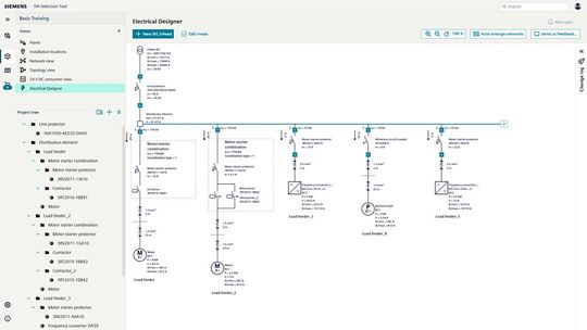 Der Electrical Designer vereinfacht die Hauptschaltkreiskonstruktion durch automatische Auswahl von Komponenten, Überprüfung von Kurzschlüssen, Dimensionierung von Kabeln und Erstellung aller erforderlichen Unterlagen in einem einzigen Prozess. (Bild:  Siemens)
