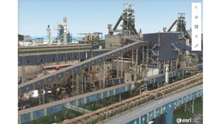 Gaussian Splat einer Industrieanlage, erfasst mit einem ShareUAV 102-Sensor  (5'255 Bilder). Dieser Sensor verfügt über 5 Kameras (4 schräg, 1 nadir) und wurde in einem Flächenvermessungsmuster erfasst. Die Daten wurden mit Esris ArcGIS Reality zu einer 3D-Gaußschen-Splat-Ebene verarbeitet.  (Bild: Daten mit freundlicher Genehmigung von Portcoast Consultant Corporation, via Khronos)