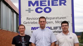 Die Geschäftsleitung der Meier + Co. AG: (von links) Christian Kessler, Finanzen & Administration, Roland Hauri, Treppenlifte & Aufzüge, Marcel Richard, Antriebstechnik. (Bild: R. Dorner)