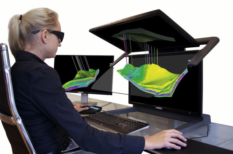 Bei der Visiualisierung von 3D-Geodaten in der Öl- und Gasindustrie wird speziell zur Exploration und Produktionssteigerung auf stereo-fähige Software gesetzt. (Bild: Schneider Digital)