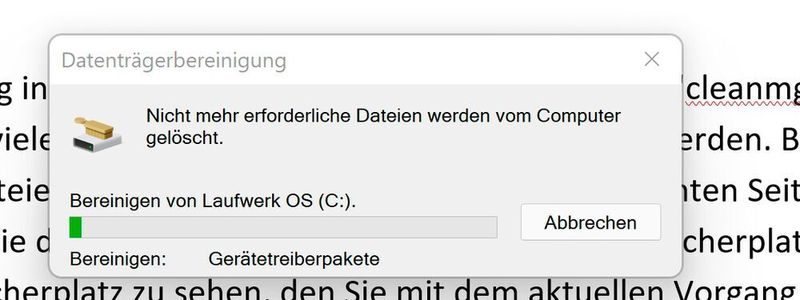 Cleanmgr bereinigt einen Datenträger. (Joos/Microsoft (Screenshot))