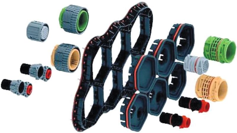 Bild 2:  Die modulare APD-Platte kann auf verschiedene Weise konfiguriert werden, um den Zeitaufwand für Montage und Wartung zu verringern. (Bild: ITT Cannon)