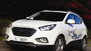 Der ix35 FCEV stößt nur Wasserdampf aus. (Foto: Hyundai)