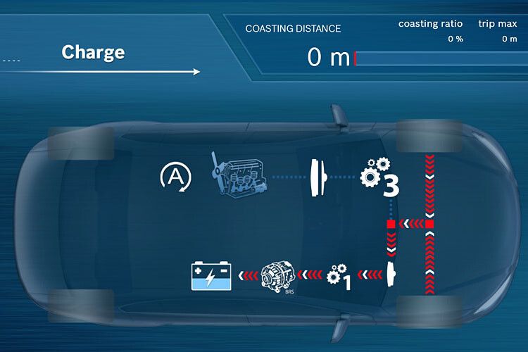 So ausgerüstet verleiht das System dem Pkw Funktionen zur Energierückgewinnung (Rekuperation), ... (Foto: Bosch)