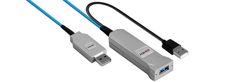 Lindy zufolge übertragen die optischen USB-3.0-Kabel Daten verlustfrei über größere Distanzen bei gleichbleibend hohen Datenraten bis 5 GBit/s.