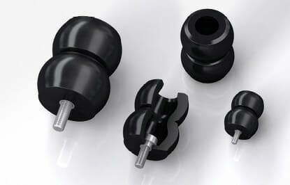 (Die Tubus-Sicherheitsdämpfer in der Bauform TC-S erreichen für Krananlagen geforderte Federraten mit hoher Rückstellkraft und sicherten die Roboter-Linearverfahrachse von Expert-Tünkers. Bild: ACE Stoßdämpfer GmbH)