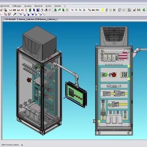 Auf Grundlage der elektrotechnischen Dokumentation und unter Berücksichtigung vorhandener Herstellerdaten wird das Gehäuse mit seinen Zubehörteilen als 3D-Prototyp konfiguriert. Bild: Eplan