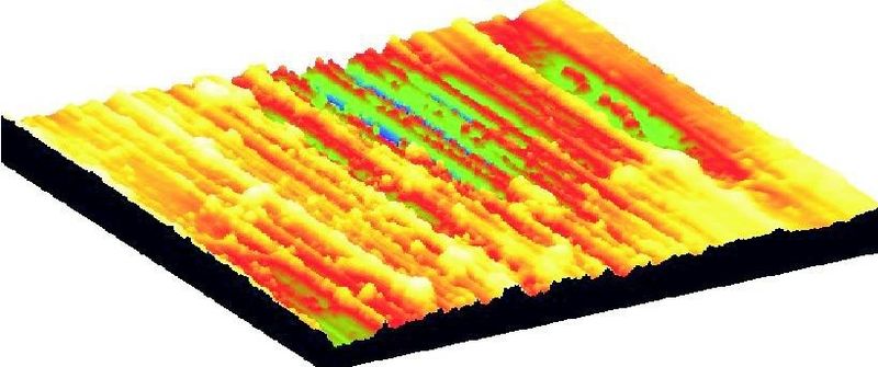 Abb. 1a: Mikroskopische Aufnahme der Oberfläche eines Stahlbleches. .... (Bild: Fatholla Varnik, Max-Planck-Institut für Eisenforschung GmbH)