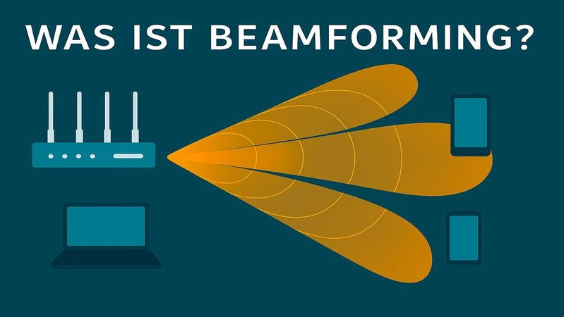 Die gezielte Ausrichtung von Funksignalen mithilfe von Beamforming und mehreren Antennen ermöglicht Datenübertragungen mit höherer Geschwindigkeit und Zuverlässigkeit.(Bild:  Copilot  / KI-generiert)