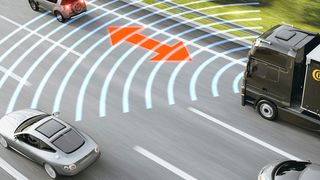 Der Fernbereichsradar realisiert Sicherheits- und Komfortfunktionen wie den Notbremsassistenten, die vorausschauende Kollisionswarnung und den intelligenten Tempomaten. (Continental)