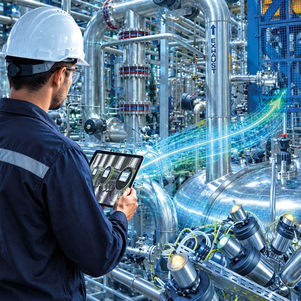 Tecnología de fluidos para una mayor eficiencia energética: la fluídica, la tecnología de sensores y la tecnología de control modernas aumentan la eficiencia de las instalaciones, tanto en nuevas construcciones como en proyectos de modernización. (Imagen:Generado por IA; Buerkert)