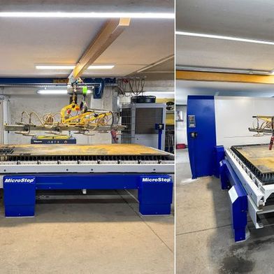 The fiber laser cutting system comes standard with an automatic, motorized change table with sectional extraction – for efficient material handling, which is supplemented by Plansky's in-house crane. (Image:Microstep)