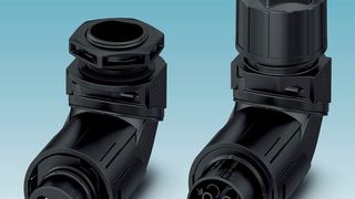 Die Gehäuse der IP-geschützten Rundsteckverbinder der Serie PRC sind in unterschiedlichen Ausführungen für die Abgangswinkel 0°, 45° und 90° erhältlich und können je nach Applikation mit Kontakteinsätzen für Buchsen- oder Stiftkontakte bestückt werden. (Phoenix Contact)