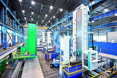 Montagegrube für die Baureihe der Bohr-Fräswerke Speedram mit vertikalen Verfahrwegen über 5000 mm. (Archiv: Vogel Business Media)