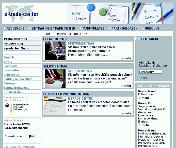 Bild 2: Mit Hilfe des E-Trade-Centers Geschäftskontakte im Ausland knüpfen. Bild: E-Trade-Center/Bfai (Archiv: Vogel Business Media)