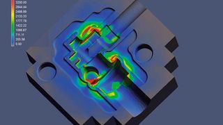 Simulation der Werkzeugbelastung eines Schmiedegesenks. Die Simulation hilft, Zeit und Geld gleichermaßen zu sparen.  (Bild: Simufact)