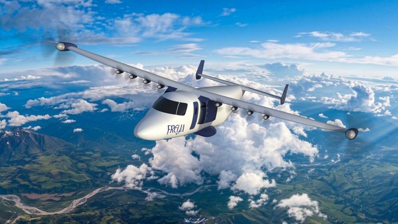 Freya (Future Research Electric Hydrogen Aircraft), entwickelt an der  Universität Stuttgart, ist ein vielseitiger wasserstoff-elektrischer Forschungsflugzeug-Demonstrator mit einem originellen Konzept aus zwei gleichzeitig integrierten Antriebssträngen – einer Brennstoffzelle und einer wasserstoffbetriebenen Wellenleistungsturbine – die einzeln oder gemeinsam betrieben werden können und durch ein gemeinsames Batteriesystem ergänzt werden. Ein integrierter LH₂-Tank versorgt beide Systeme, während eine teilverteilte Antriebsarchitektur mit Flügelspitzenpropellern zusätzliche Forschung ermöglicht und ein Fly-by-Wire-System die Steuerung der stark gekoppelten Konfiguration unterstützt.  (Bild: Universität Stuttgart/FREYA)