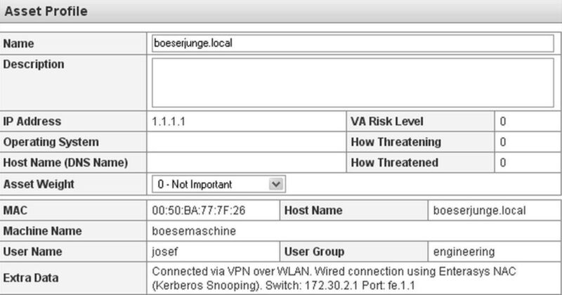 Asset-Informationen im Enterasys SIEM. (Archiv: Vogel Business Media)