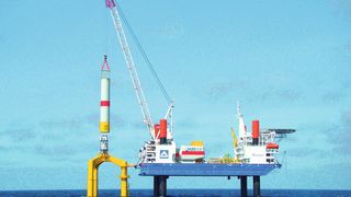 Hubplattform "Thor" für das Bauen auf See  (Bild: Montanhydraulik)