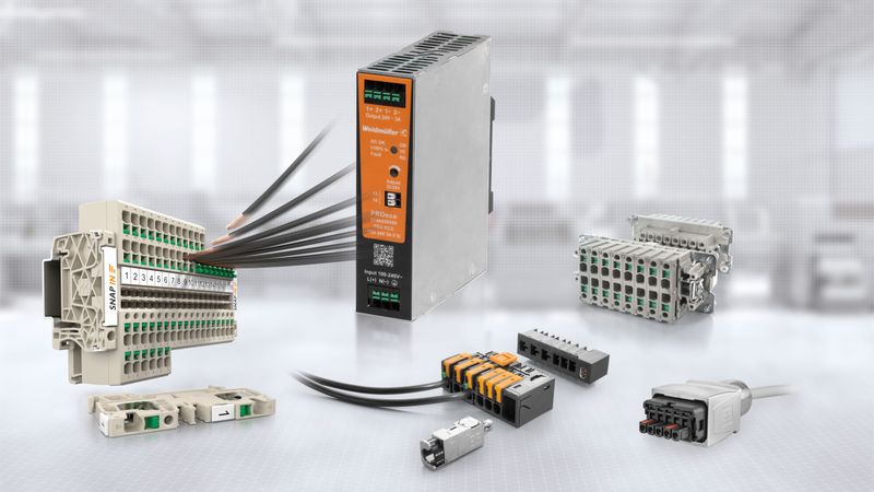Das Snap-In-Produktportfolio umfasst die Klippon Connect Reihenklemmen, die schweren Steckverbinder Rockstar, die Steckverbinder Omnimate, die Push-Pull Power Steckverbinder sowie die Stromversorgungen PROeco II Snap In.(Bild:  Weidmüller)