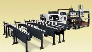 Mit der automatischen Sägeanlage können Aluminium-Vollprofile bis zu einem Durchmesser von 210 mm oder bis 210 mm × 320 mm gesägt und die Abschnitte in Boxen abgelegt werden. (Archiv: Vogel Business Media)