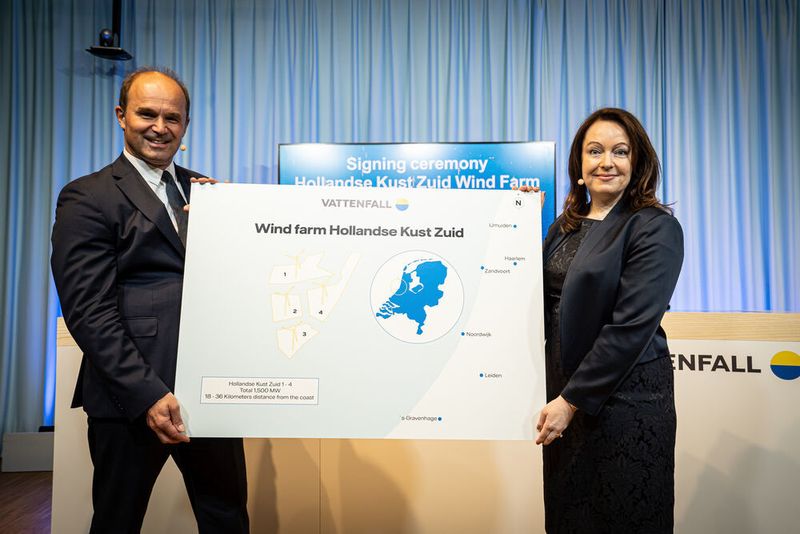 BASF and Vattenfall have signed a contract for the purchase of 49.5 % of Vattenfall’s wind farm Hollands Kust Zuid in the Netherlands. (Vattenfall )
