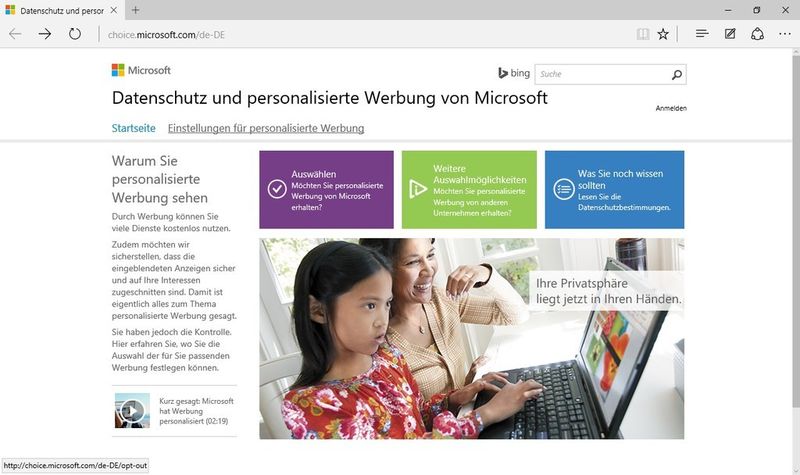 … öffnet eine Webseite im Edge-Browser. Hier muss man noch einmal die purpurne Schaltfläche „Auswählen“ betätigen, ... (Bild: Archiv)