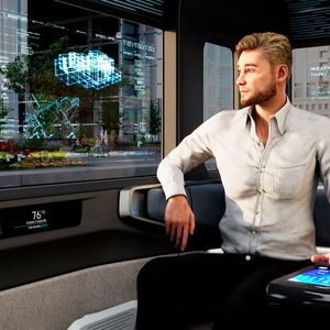 Das Taxi-Modul könnte seine Insassen mit Multimedia-Infotainment-Funktionen versorgen.(Bild:  Italdesign)