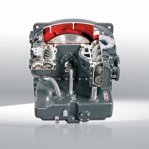 Bild 1: Der Unterschied zwischen trockenlaufenden und fluidgekühlten Kompressoren offenbart sich im Inneren der Schraubenkompressoren – Trockenläufer haben zum Beispiel zwei Verdichterstufen.