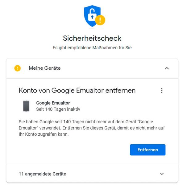 Mit dem Sicherheitscheck überprüfen Sie die Sicherheit Ihres Google-Kontos. (Joos)