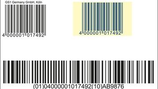 Gibt es jetzt auch in Frabe und mit Kundenzeile (links oben): Strichcodes direkt von GS1 Germany. (Bild: GS1)