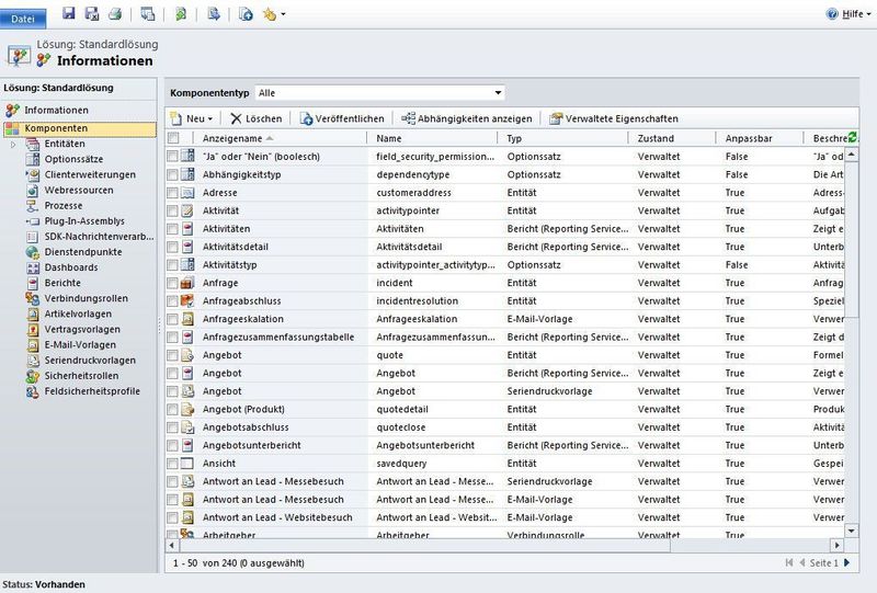 Abbildung 7: Der Anpassungsbereich von Dynamics CRM. (Archiv: Vogel Business Media)