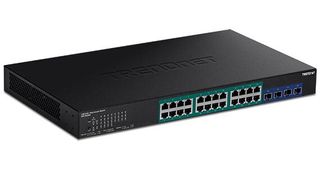 Der Trendnet TPE-30284 verfügt über 24 Gigabit-PoE+-Ports und vier 10G-SFP+-Slots. (Bild: Trendnet)