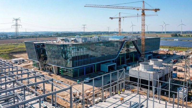 Symbolbild: Die Gemeinde Dummerstorf liegt etwa 10 Kilometer südöstlich von Rostock. Sie zählt gut 7500 Einwohner. Wie groß das Rechenzentrum tatsächlich wird, ist bislang unbekannt.(Bild:  Gemini / Paula Breukel / KI-generiert)