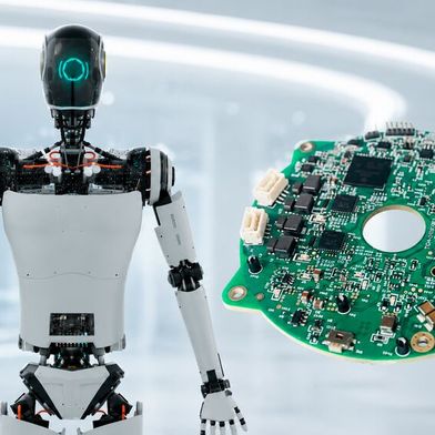 Humanoide Robotik stellt hohe Anforderungen an kompakte Aktordesigns: Motorregelung, Leistungselektronik, Sensorik und Edge-KI müssen auf engem Raum effizient zusammenspielen. (Bild: Texas Instruments (bearbeitet))