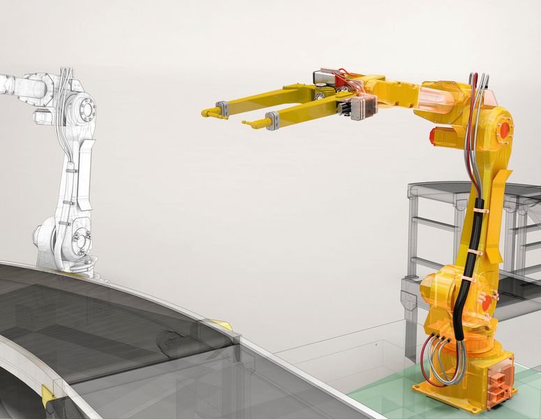 Bei der Analyse der optimalen Betriebszeiten des Fertigungsequipments – im Bild Industrieroboterarme – unterstützen Energiemanagementsysteme die Fabrikbetreiber. (Bild: Autodesk)