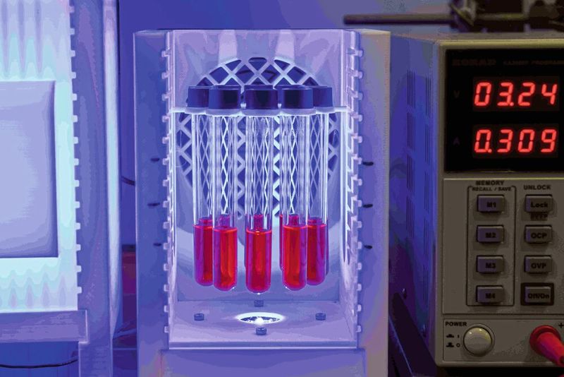 Der Azula-Photoreaktor: Die Photokatalyse nach dem Vorbild der Natur ist ein alter Traum der Chemie. (Bild: © Elvira Eberhardt)