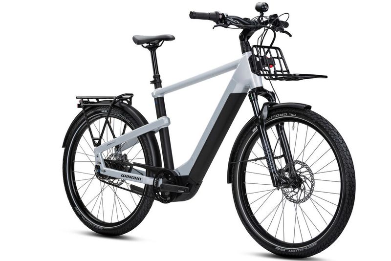 Beim SUV-E-Bike Yakun von Winora ist eine Zuladung von 150 Kilogramm möglich. Ausgestattet ist das Bike außerdem mit dem neuen 750-Wattstunden-Akku von Bosch. Das Yakun ist in den Versionen R5 Pro (4.699 Euro) sowie Yakun 10 (3.999 Euro) und 12 (4.299 Euro) erhältlich. (Bild: www.winora.de | pd-f)