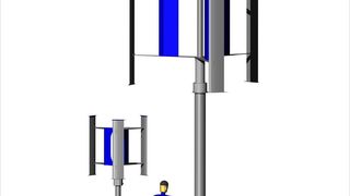 Für den Einsatz im Hausgebrauch wurde dieses Modell einer Windkraftanlage ausgelegt. Es soll eine 500-Watt- und eine 3-kW-Anlage geben. Bild: Roschiwal + Partner (Archiv: Vogel Business Media)