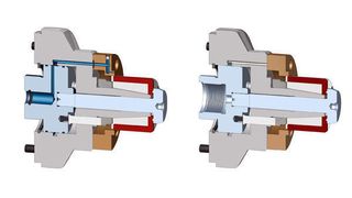 Die neue Spanndorn-Generation Mando von Hainbuch gibt es in zwei Varianten: mit eingebauter (links) oder vorbereiteter Luftanlage (rechts).  Bild: Hainbuch (Archiv: Vogel Business Media)