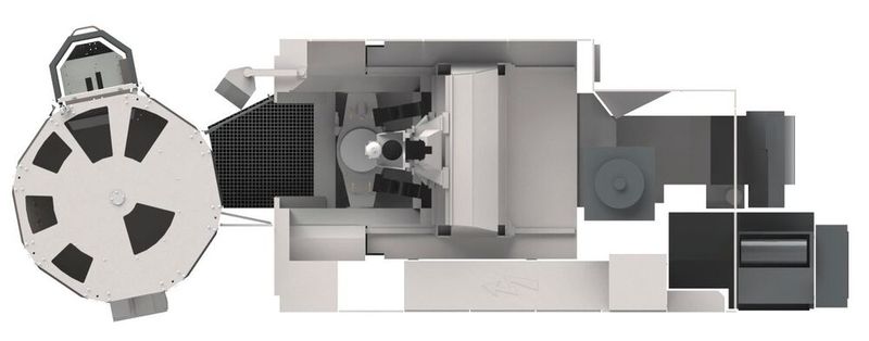 The compact system layout of the FZ 16 S five axis with the optimized Variocell Pallet for 26 pallets provides a high degree of flexibility and autonomy in high-variant production. (Source: Chiron)