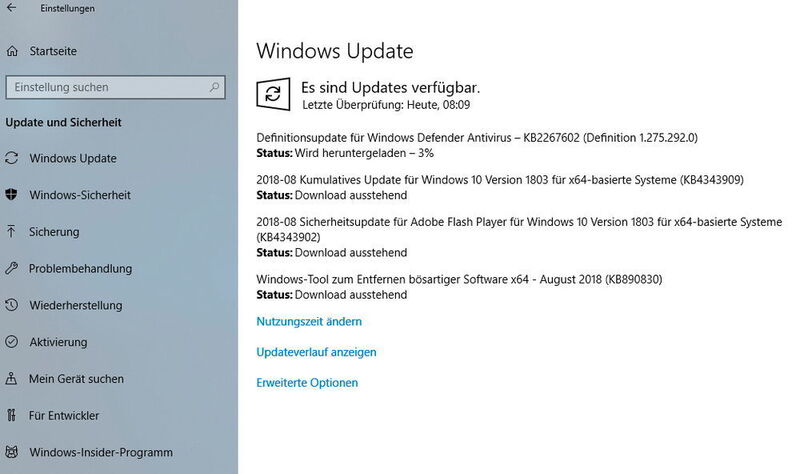 Nach der erneuten Suche von Windows-Updates ist zu erkennen, wo der Fehler auftaucht. Windows 10 zeigt bei Problemen eine Fehlernummer an und den Status des aktuellen Vorgangs. (Joos)