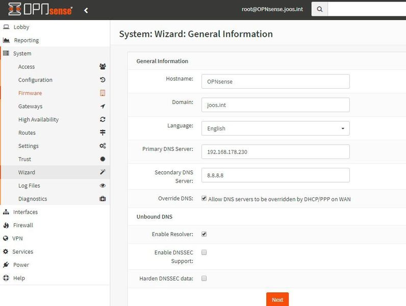 Unerfahrenere Administratoren können die Grundeinrichtung von OPNsense auch über einen Assistenten durchführen. (Joos)