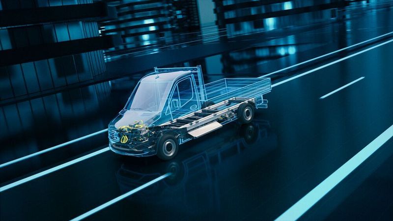 Der künftige E-Sprinter soll wie gewohnt verschiedenste Um- und Aufbauten ermöglichen: von der Pritsche... (Mercedes-Benz AG)